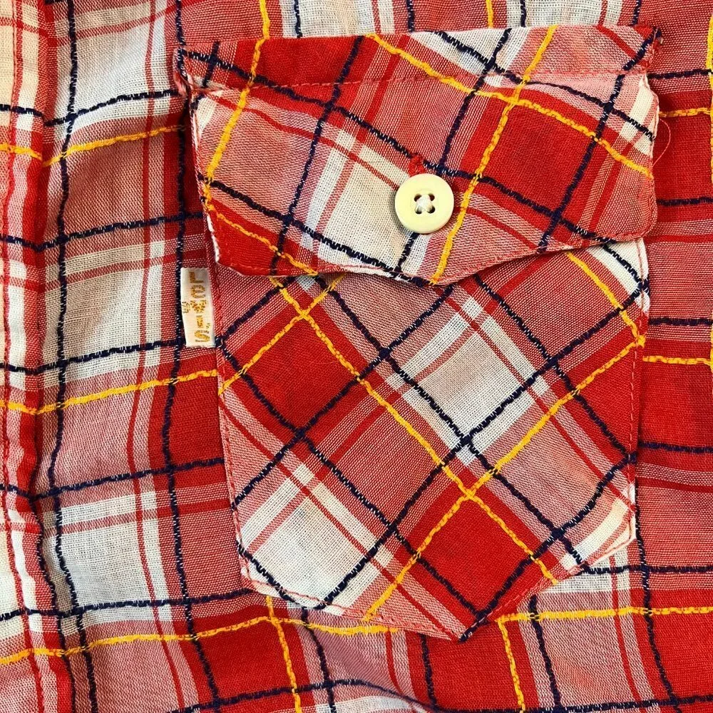 Levi's Vintage 70s Red Plaid Button Down Shirt